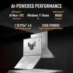 ASUS TUF Gaming A14 FA401EA-RG019WS Laptop – AMD Ryzen AI Max+ 392, 32GB LPDDR5X RAM, 1TB SSD, 14-inch 165Hz Display, Moonlight White