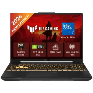 ASUS TUF Gaming F16 FX607VJR-TU325WS Laptop – Intel Core 5 205H, NVIDIA RTX 3050 6GB Graphics, 16GB DDR5 RAM, 512GB SSD, 16-inch 144Hz Display