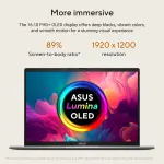 ASUS Vivobook S16 M3607GA-SH050WS Laptop – AMD Ryzen AI 7 445, 16GB DDR5 RAM, 1TB SSD, 16-inch OLED WUXGA Display, Windows 11 Home, Cool Silver