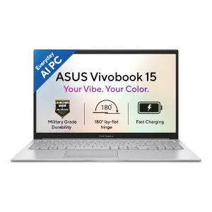 ASUS Vivobook 15 X1504MA-BQ128WS Laptop, Intel Core 7 350, 16GB DDR5 RAM, 512GB PCIe 4.0 SSD, 15.6-inch FHD Display, Windows 11 Home, Quiet Blue