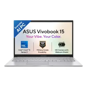 ASUS Vivobook 15 X1504MA-BQ832WS Laptop, Intel Core 5 315, 8GB DDR5 RAM, 512GB PCIe 4.0 SSD, 15.6-inch FHD Display, Windows 11 Home, Cool Silver