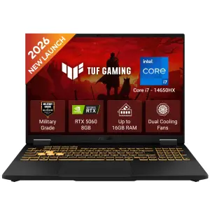 ASUS TUF Gaming F16 FX608JMI-TU251WS Laptop – Intel Core i7-14650HX, NVIDIA RTX 5060 8GB Graphics, 16GB DDR5 RAM, 1TB SSD, 16-inch 144Hz Display