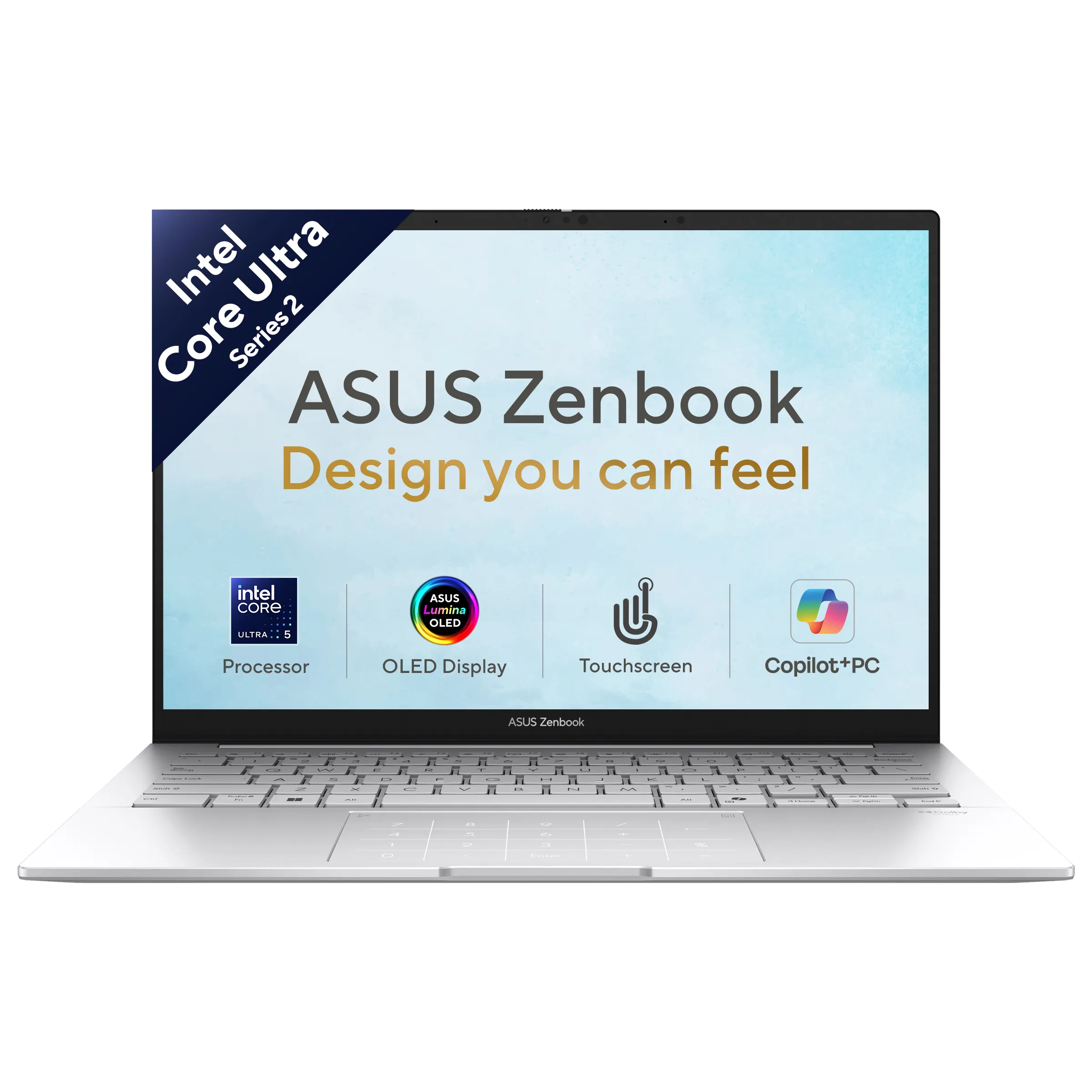 ASUS Zenbook 14 UX3405CA-QL1507WS Laptop, Intel Core Ultra 5 225H, 16GB LPDDR5 RAM, 512GB PCIe 4.0 SSD, 14-inch OLED Touchscreen, Windows 11 Home, Foggy Silver Laptop