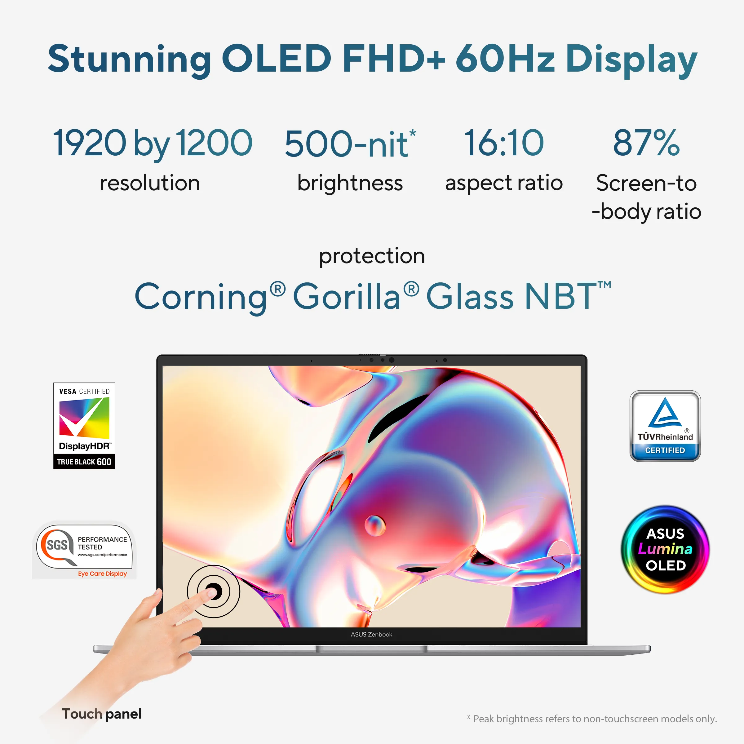 ASUS Zenbook 14 UX3405CA-QL1507WS Laptop, Intel Core Ultra 5 225H, 16GB LPDDR5 RAM, 512GB PCIe 4.0 SSD, 14-inch OLED Touchscreen, Windows 11 Home, Foggy Silver Laptop