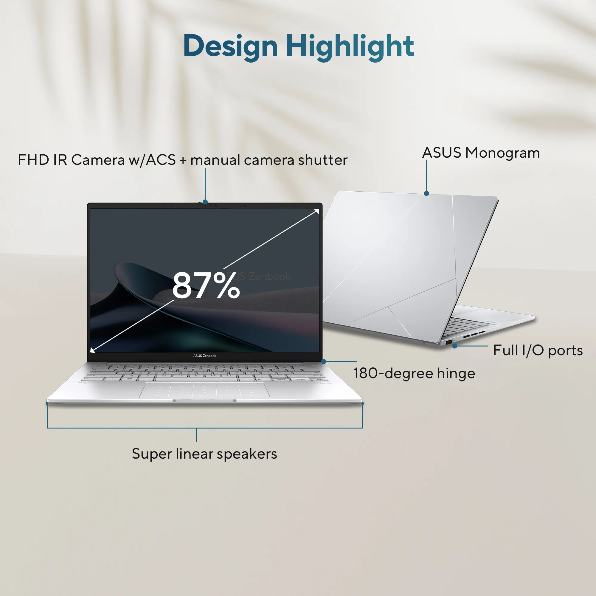 ASUS Zenbook 14 UX3405CA-QL1507WS Laptop, Intel Core Ultra 5 225H, 16GB LPDDR5 RAM, 512GB PCIe 4.0 SSD, 14-inch OLED Touchscreen, Windows 11 Home, Foggy Silver Laptop