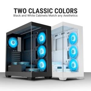 ANT Esports Crystal X7 ARGB Mid Tower Cabinet – Panoramic Tempered Glass, 7 Pre-Installed Fans, USB Type-C