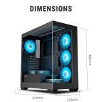 ANT Esports Crystal X7 ARGB Mid Tower Cabinet – Panoramic Tempered Glass, 7 Pre-Installed Fans, USB Type-C